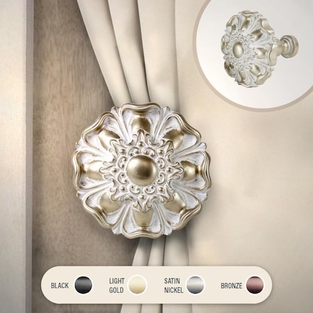 Central Design Sally Decorative Tie Back Set, Light Gold - Set of 2 TB102-03